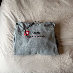 The North Face Gray Hoodie with Red Logo
